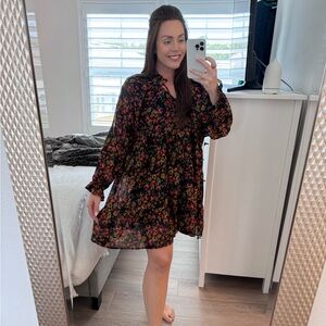 Vici Collection Black Floral Mini Swing Dress-Size Large